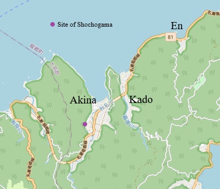 Map showing location of Akina and the shochogama